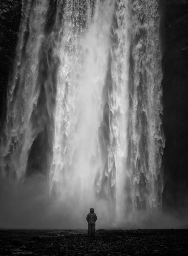 Iceland, Photography, Black and White, Fine Art, Travel, Landscape, Waterfall, Seascape, Mountain, Weather, Ice, Long Exposure, Monochrome, Artist, Print, For Sale, 