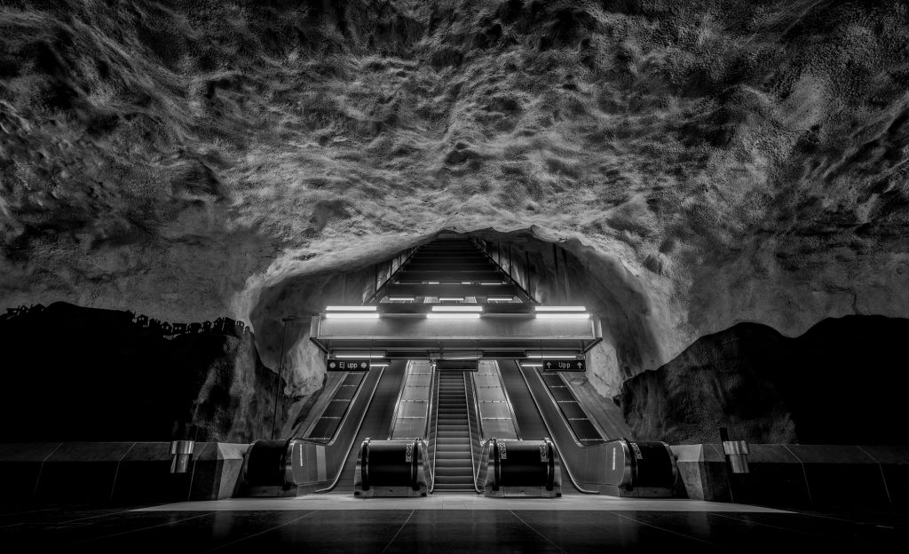 Stockholm, Metro, Station, Train, Underground, Colour, Photography, Art, Exhibition, Line, Red, Blue, Orange, Architecture,