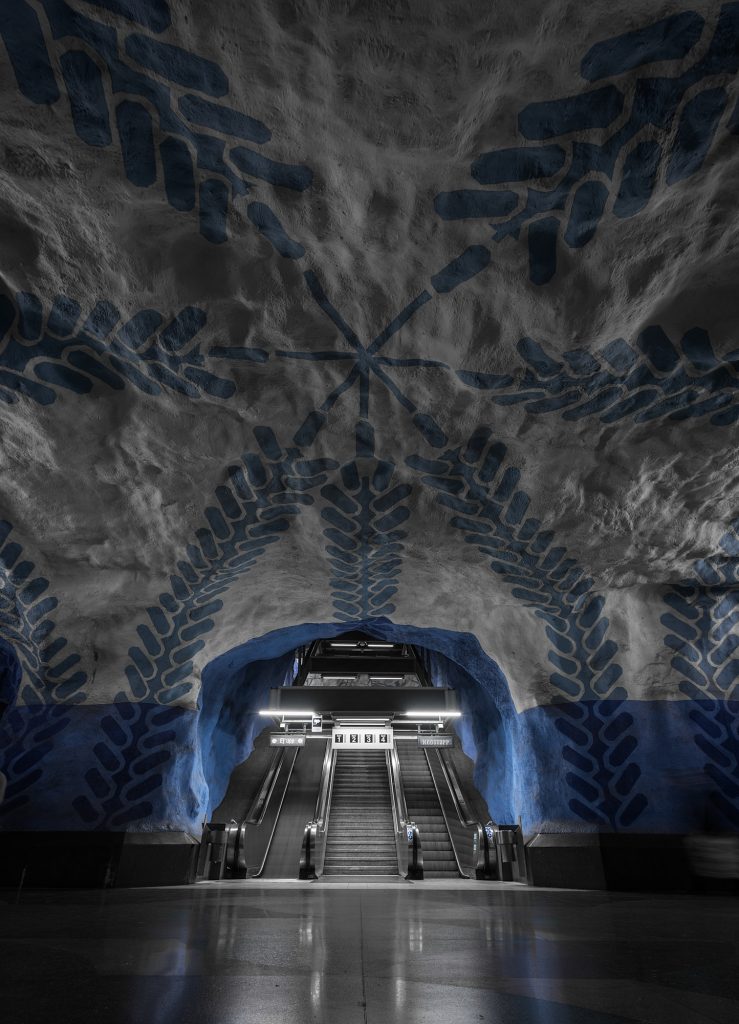 Stockholm, Metro, Station, Train, Underground, Colour, Photography, Art, Exhibition, Line, Red, Blue, Orange, Architecture,
